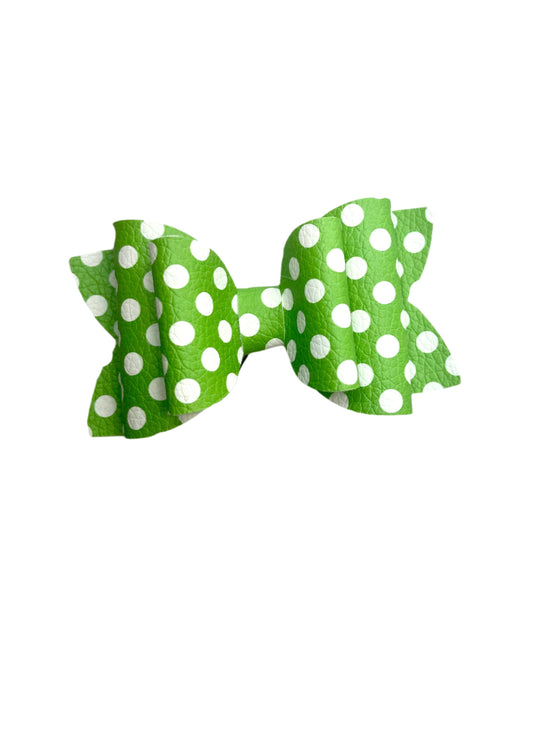 Polka Dot On Green Bow