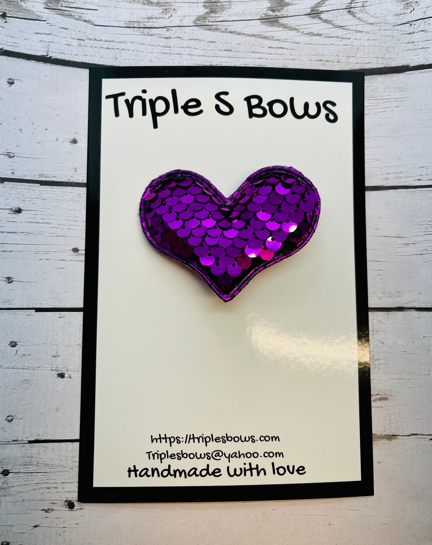 Purple Sequin Heart Clip