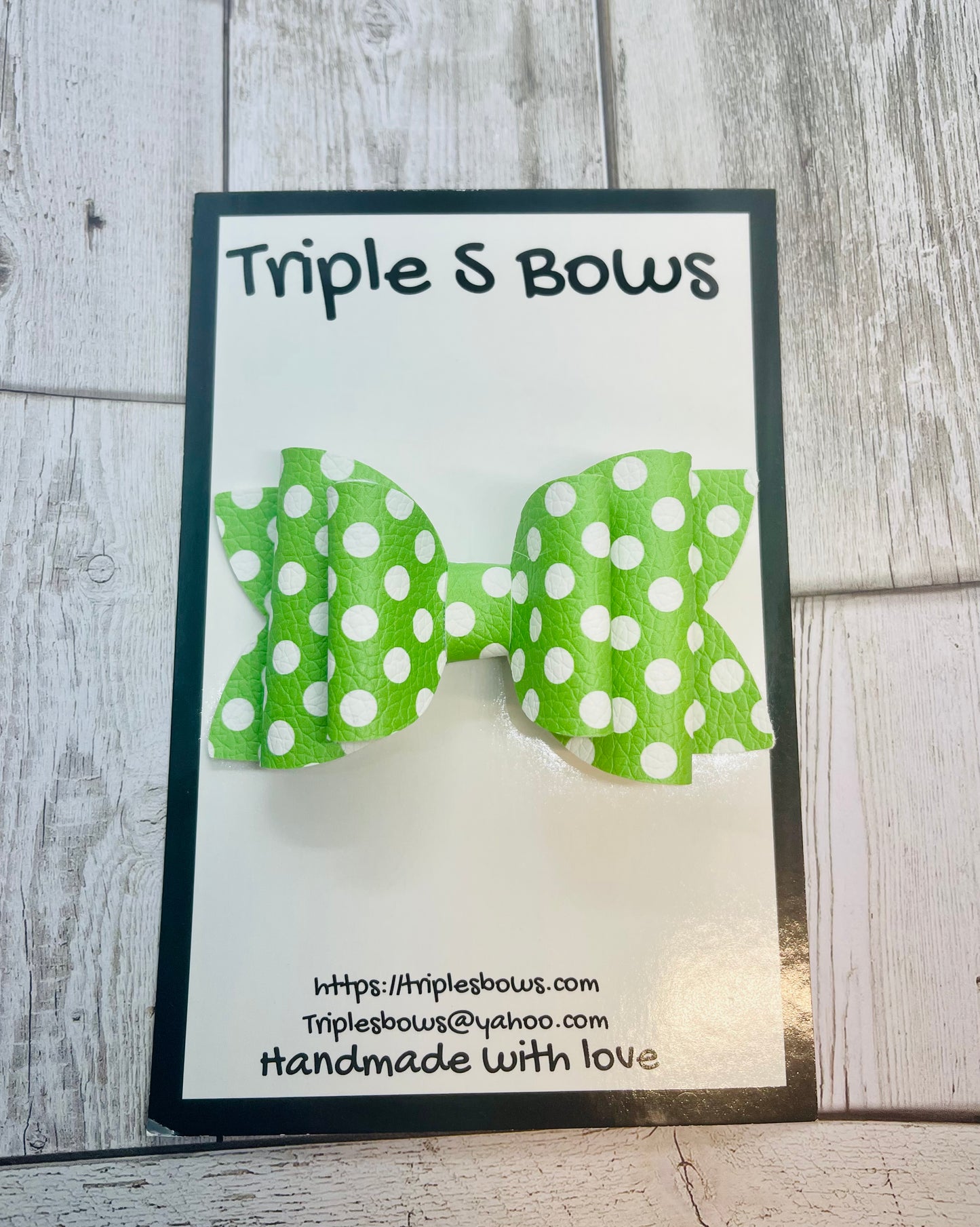 Polka Dot On Green Bow