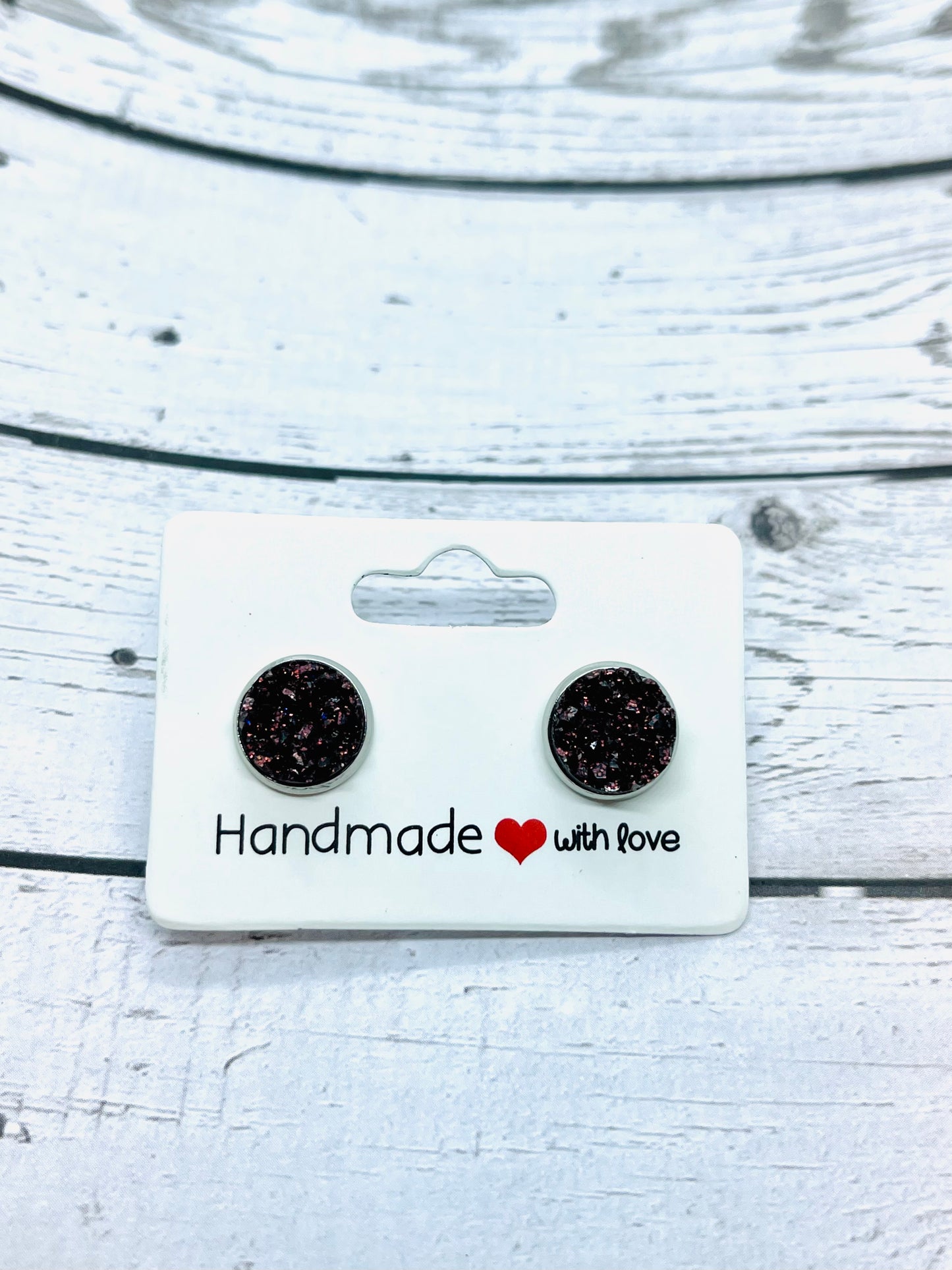 Dark Burgundy Wine 10mm Druzy Sparkle