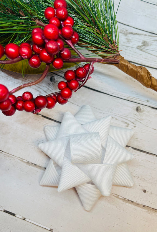 White Present Hair Bow