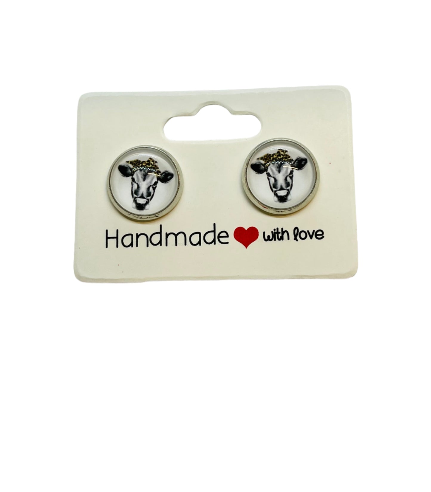 Leopard Bandana Cow Earrings